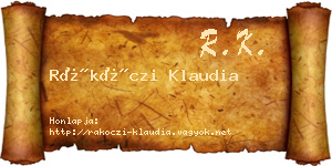 Rákóczi Klaudia névjegykártya